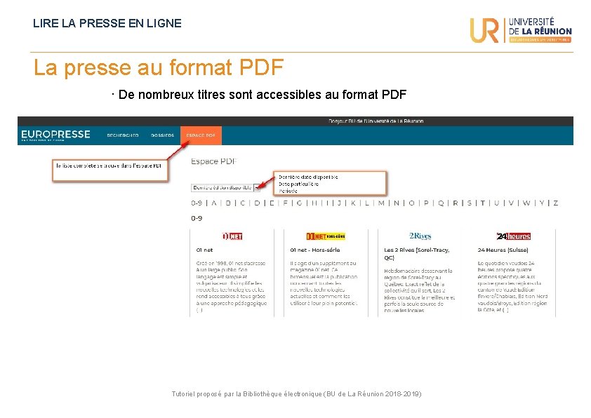 LIRE LA PRESSE EN LIGNE La presse au format PDF · De nombreux titres