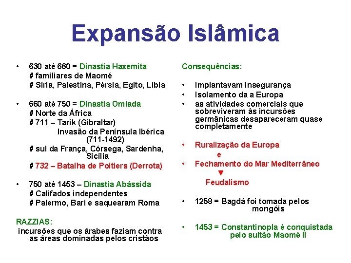 Expansão Islâmica • • • 630 até 660 = Dinastia Haxemita # familiares de