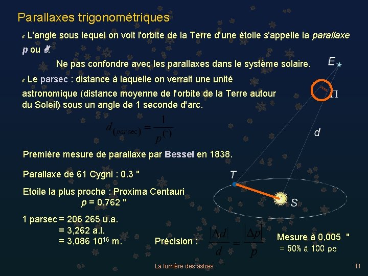 Parallaxes trigonométriques # L'angle sous lequel on voit l'orbite de la Terre d'une étoile