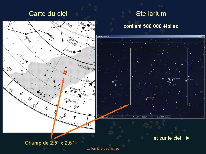 Carte du ciel Stellarium contient 500 000 étoiles et sur le ciel ► Champ