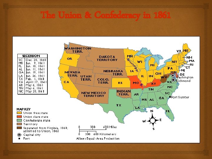 The Union & Confederacy in 1861 