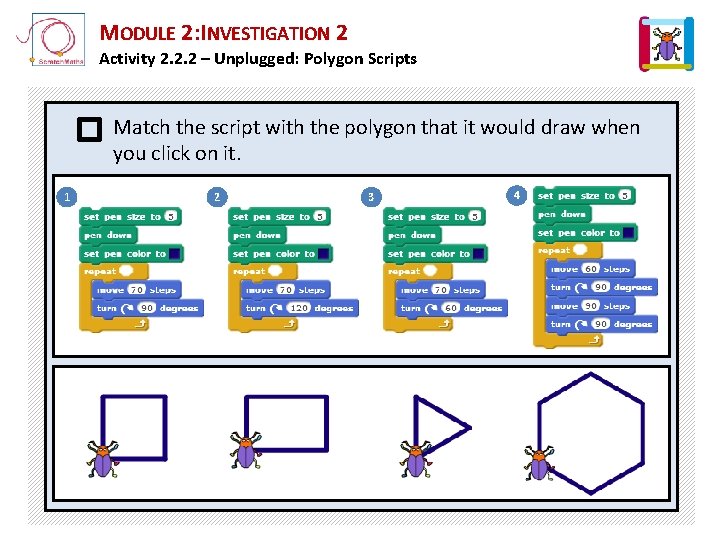 MODULE 2: INVESTIGATION 2 Activity 2. 2. 2 – Unplugged: Polygon Scripts Match the