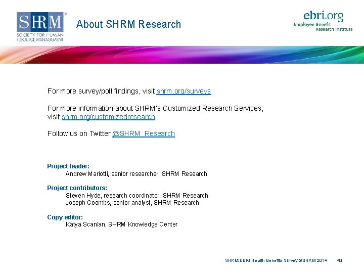 About SHRM Research For more survey/poll findings, visit shrm. org/surveys For more information about