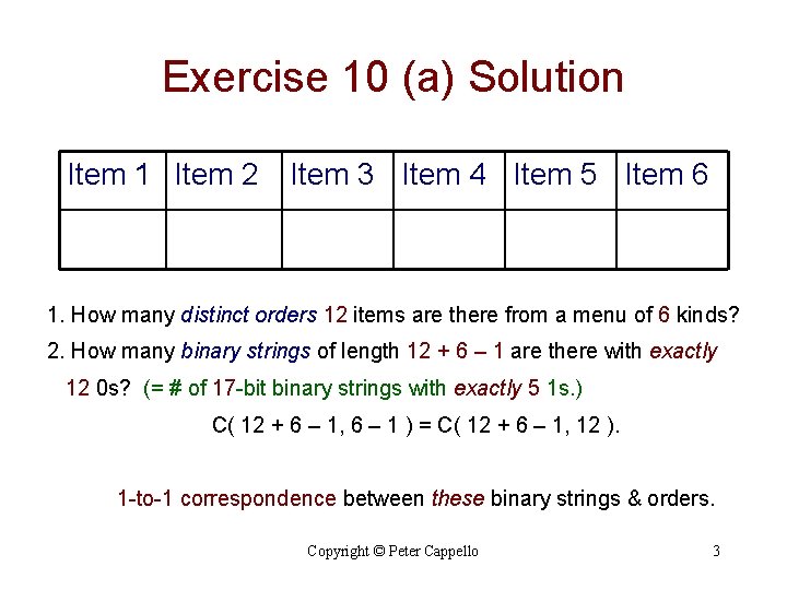 Exercise 10 (a) Solution Item 1 Item 2 Item 3 Item 4 Item 5