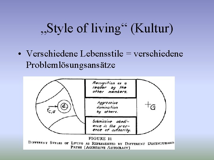 „Style of living“ (Kultur) • Verschiedene Lebensstile = verschiedene Problemlösungsansätze 