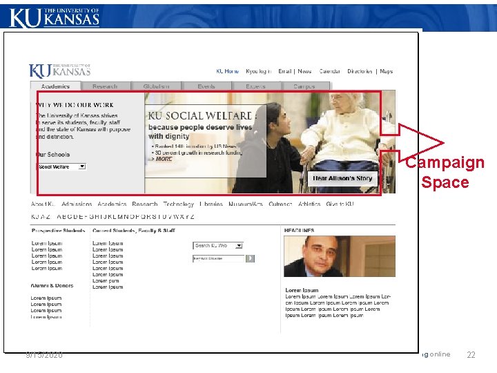 KU Homepage Campaign Space 9/15/2020 Do something online 22 