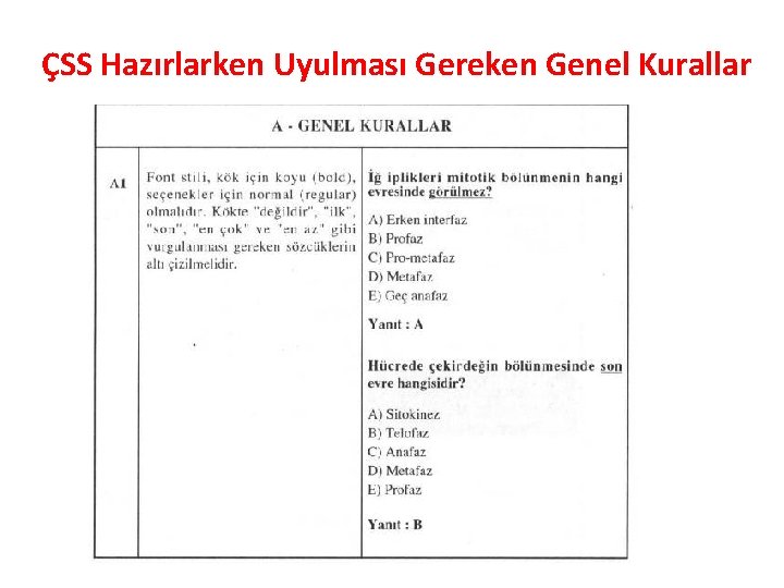 ÇSS Hazırlarken Uyulması Gereken Genel Kurallar 