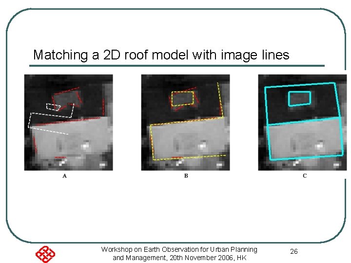 Matching a 2 D roof model with image lines Workshop on Earth Observation for