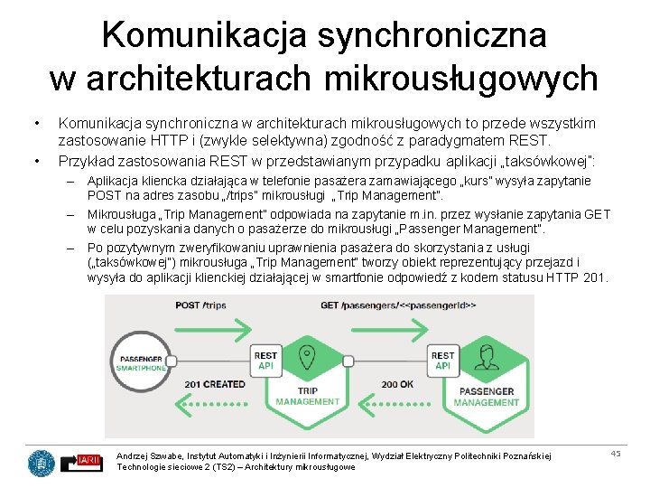 Komunikacja synchroniczna w architekturach mikrousługowych • • Komunikacja synchroniczna w architekturach mikrousługowych to przede