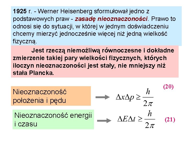 1925 r. - Werner Heisenberg sformułował jedno z podstawowych praw - zasadę nieoznaczoności. Prawo