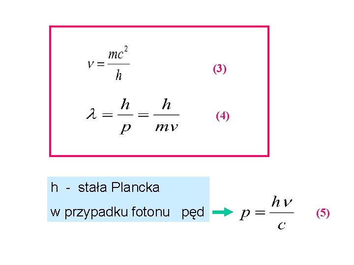 (3) (4) h - stała Plancka w przypadku fotonu pęd (5) 