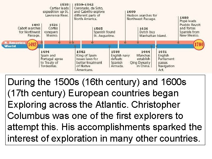 During the 1500 s (16 th century) and 1600 s (17 th century) European