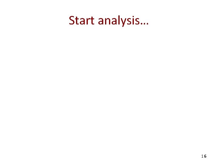 Start analysis… 16 