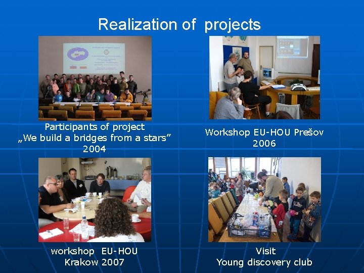 Realization of projects Participants of project „We build a bridges from a stars” 2004