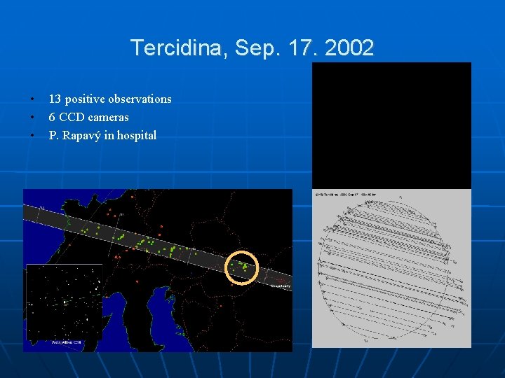 Tercidina, Sep. 17. 2002 • • • 13 positive observations 6 CCD cameras P.
