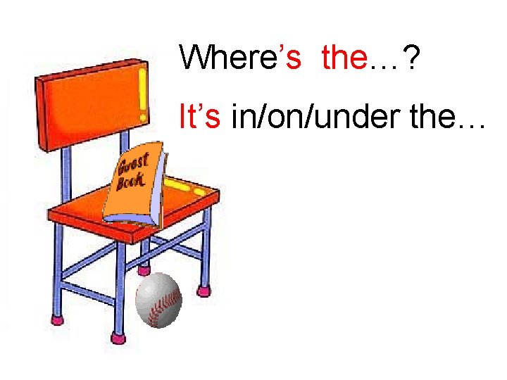Where’s the…? It’s in/on/under the… 