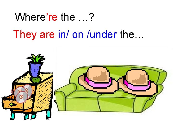 Where’re the …? They are in/ on /under the… 