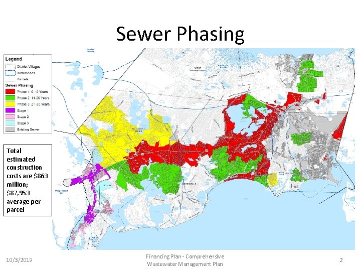 Sewer Phasing Total estimated construction costs are $863 million; $87, 953 average per parcel