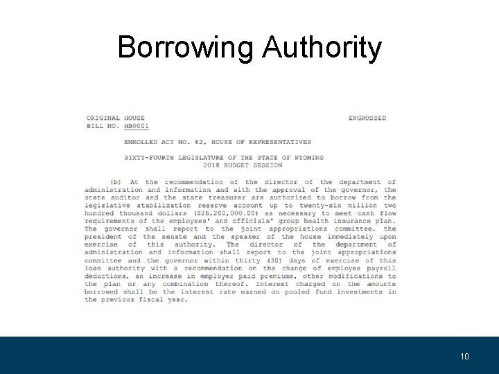 Borrowing Authority 10 