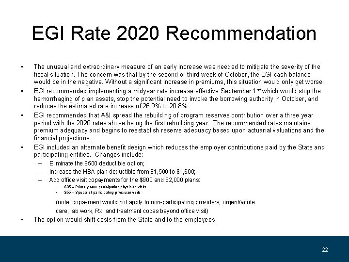 EGI Rate 2020 Recommendation • • The unusual and extraordinary measure of an early