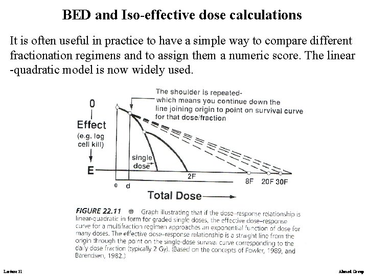 BED and Iso-effective dose calculations It is often useful in practice to have a