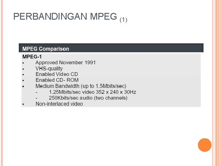 PERBANDINGAN MPEG (1) 
