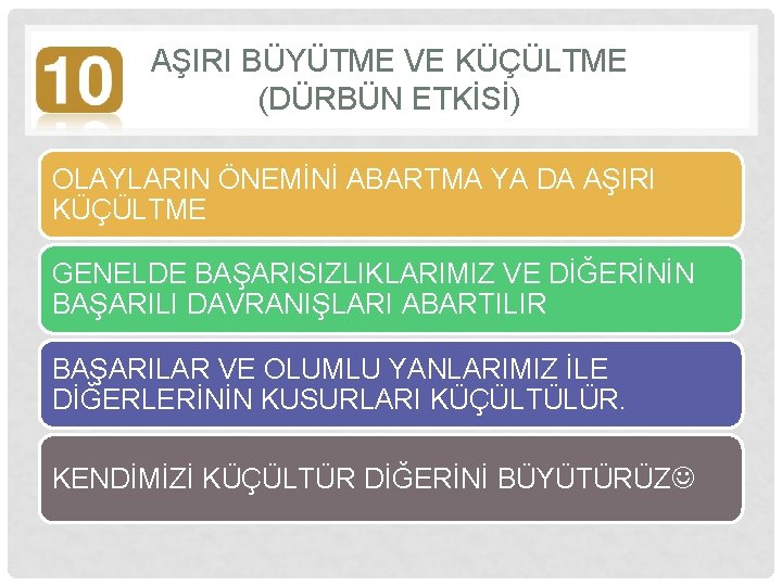 AŞIRI BÜYÜTME VE KÜÇÜLTME (DÜRBÜN ETKİSİ) OLAYLARIN ÖNEMİNİ ABARTMA YA DA AŞIRI KÜÇÜLTME GENELDE