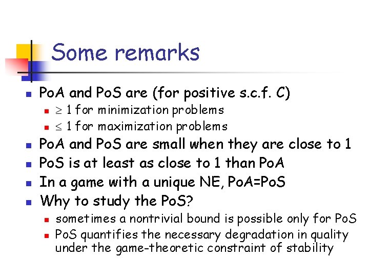Some remarks n Po. A and Po. S are (for positive s. c. f.