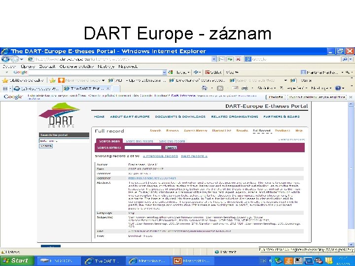 DART Europe - záznam 