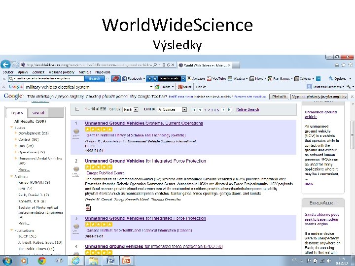 World. Wide. Science Výsledky 