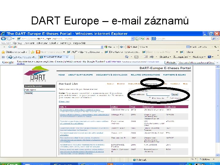 DART Europe – e-mail záznamů 