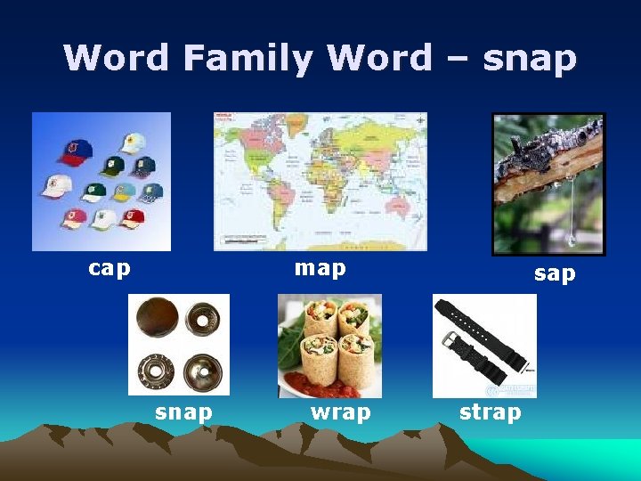 Word Family Word – snap cap map snap wrap strap 