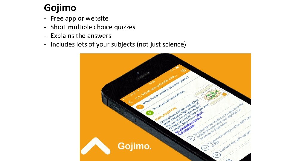 Gojimo - Free app or website Short multiple choice quizzes Explains the answers Includes