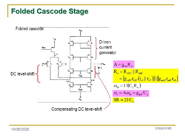 Folded Cascode Stage 10/30/2020 Insoo Kim 