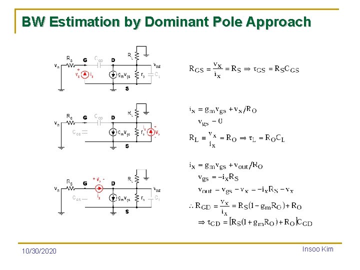 BW Estimation by Dominant Pole Approach 10/30/2020 Insoo Kim 