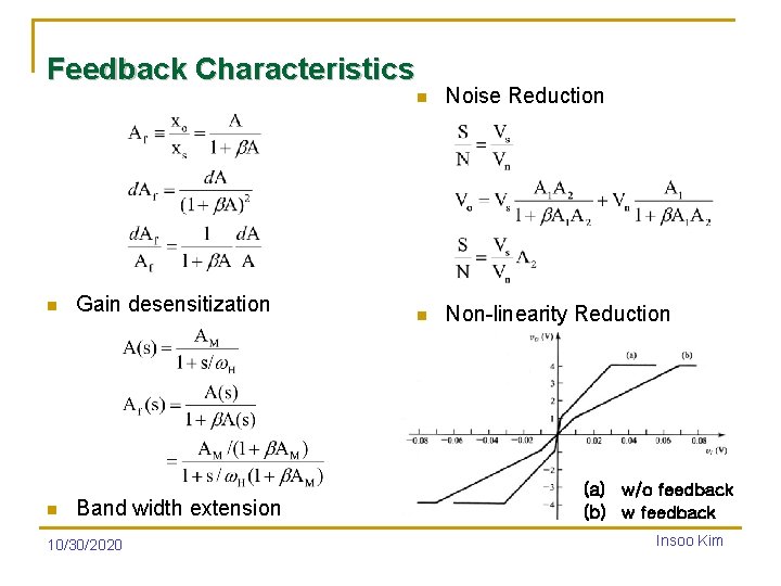 Feedback Characteristics n n Gain desensitization Band width extension 10/30/2020 n Noise Reduction n