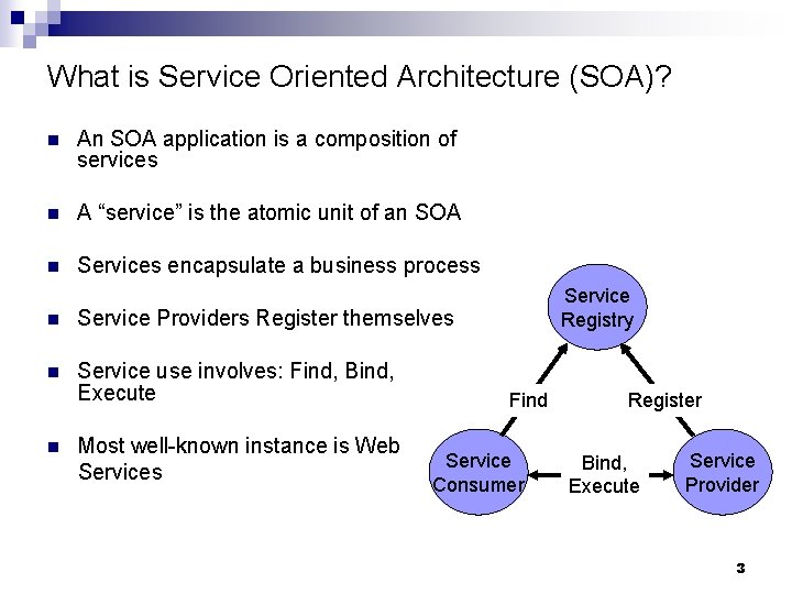 What is Service Oriented Architecture (SOA)? n An SOA application is a composition of
