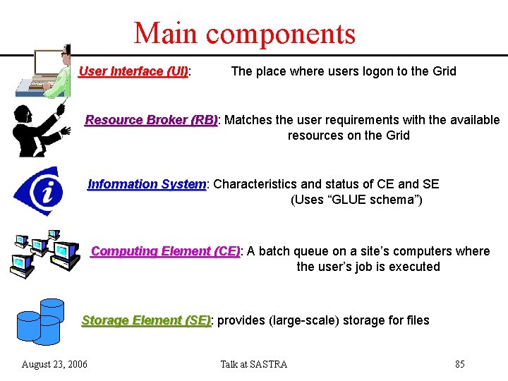 Main components User Interface (UI): (UI) The place where users logon to the Grid