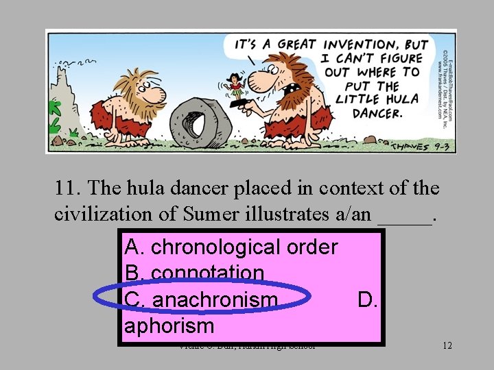 11. The hula dancer placed in context of the civilization of Sumer illustrates a/an