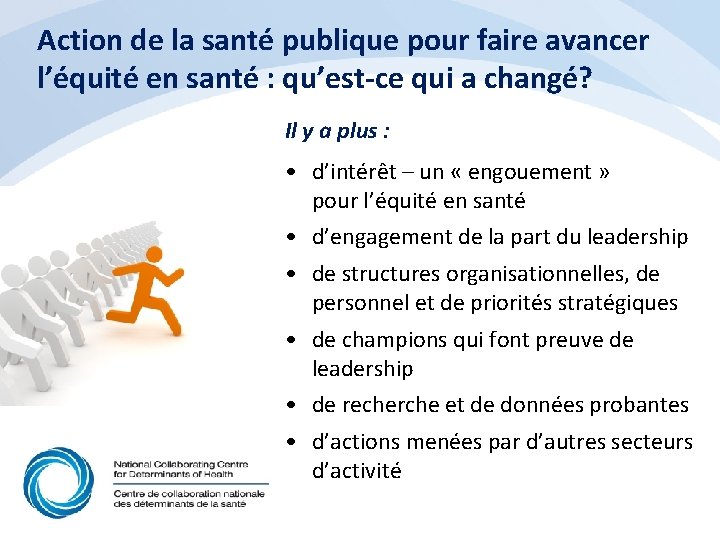 Action de la santé publique pour faire avancer l’équité en santé : qu’est-ce qui