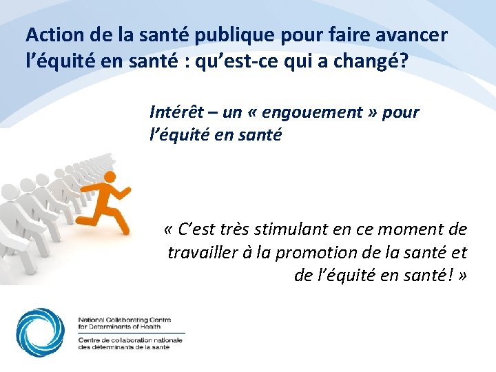 Action de la santé publique pour faire avancer l’équité en santé : qu’est-ce qui