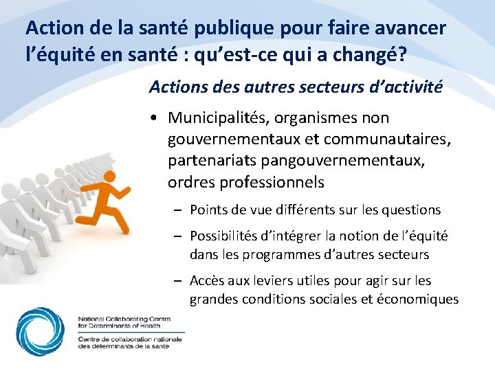 Action de la santé publique pour faire avancer l’équité en santé : qu’est-ce qui