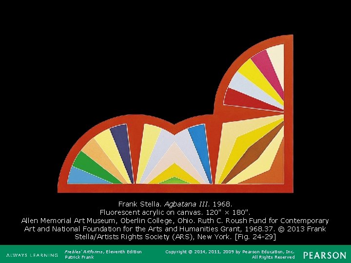 Frank Stella. Agbatana III. 1968. Fluorescent acrylic on canvas. 120" × 180". Allen Memorial