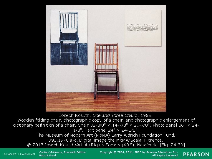 Joseph Kosuth. One and Three Chairs. 1965. Wooden folding chair, photographic copy of a