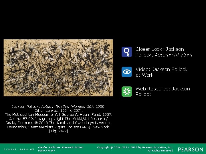 Closer Look: Jackson Pollock, Autumn Rhythm Video: Jackson Pollock at Work Web Resource: Jackson