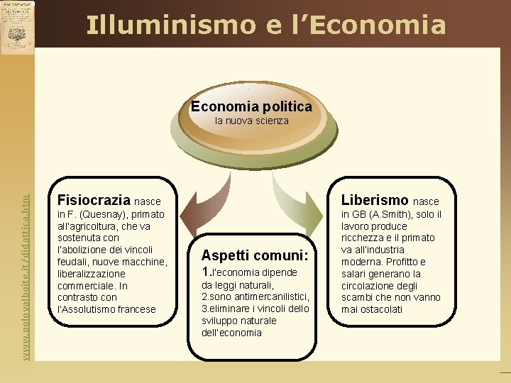 Illuminismo e l’Economia politica www. polovalboite. it/didattica. htm la nuova scienza Fisiocrazia nasce Liberismo