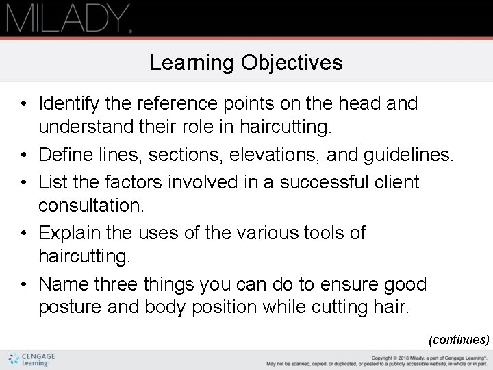 Learning Objectives • Identify the reference points on the head and understand their role Learning Objectives • Identify the reference points on the head and understand their role