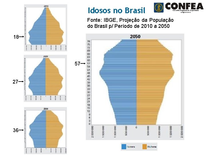 Idosos no Brasil Fonte: IBGE, Projeção da População do Brasil p/ Período de 2010