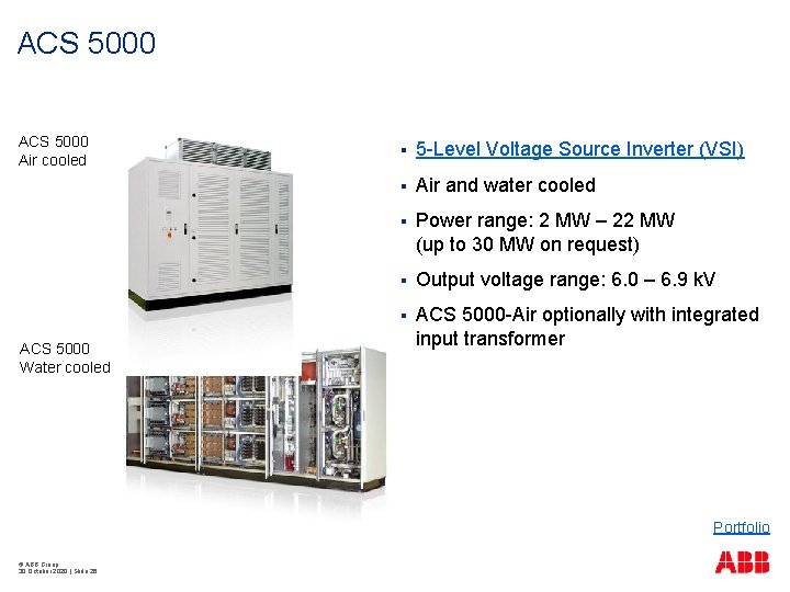 ACS 5000 Air cooled ACS 5000 Water cooled § 5 -Level Voltage Source Inverter