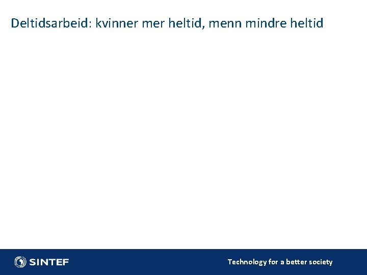 Deltidsarbeid: kvinner mer heltid, menn mindre heltid Technology for a better society 13 